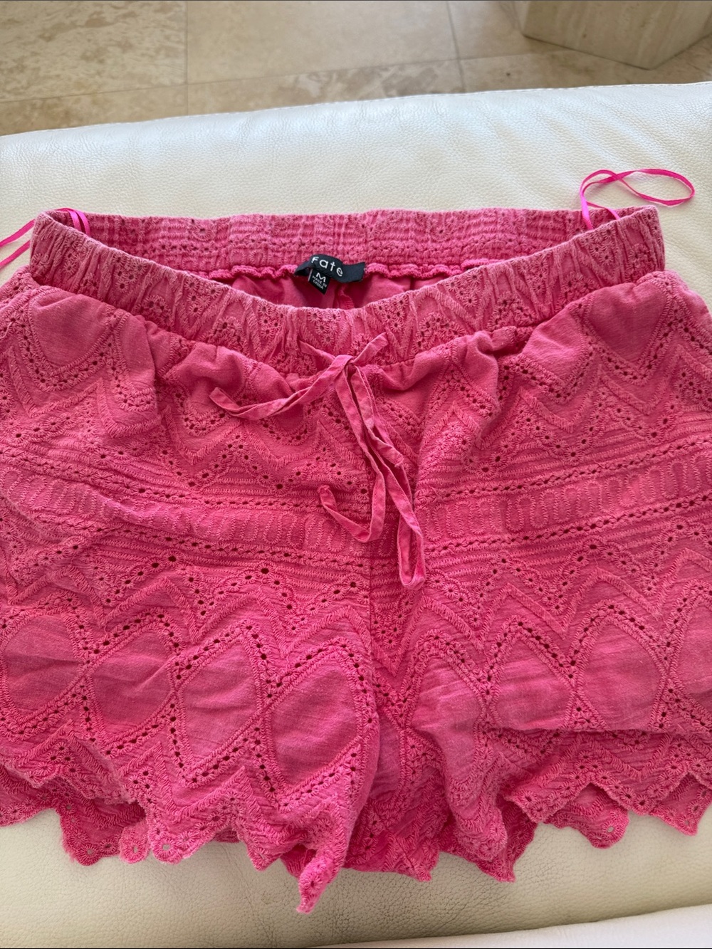 Fate Hot Pink Eyelet Lace Drawstring Shorts